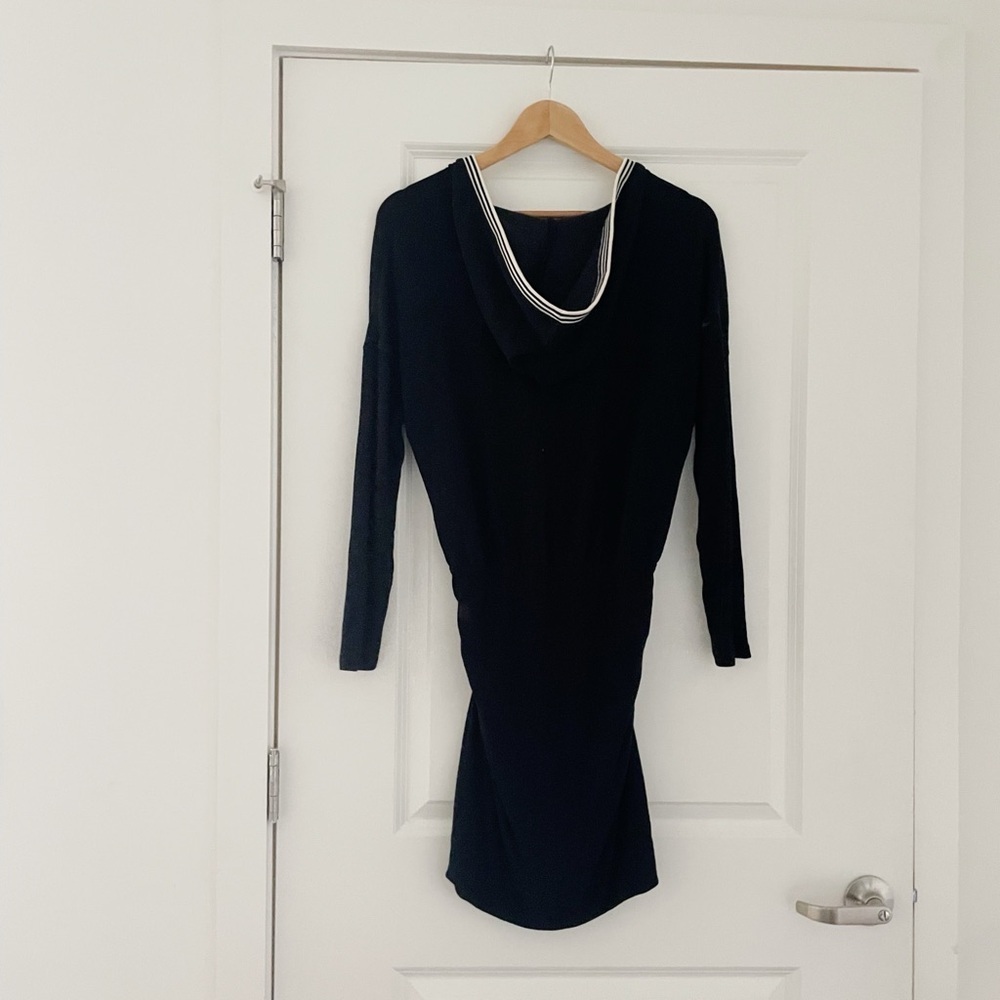 Anthropologie Daily Practice Ruched Knit Hooded Mini Dress Long Sleeves - Picture 6 of 10